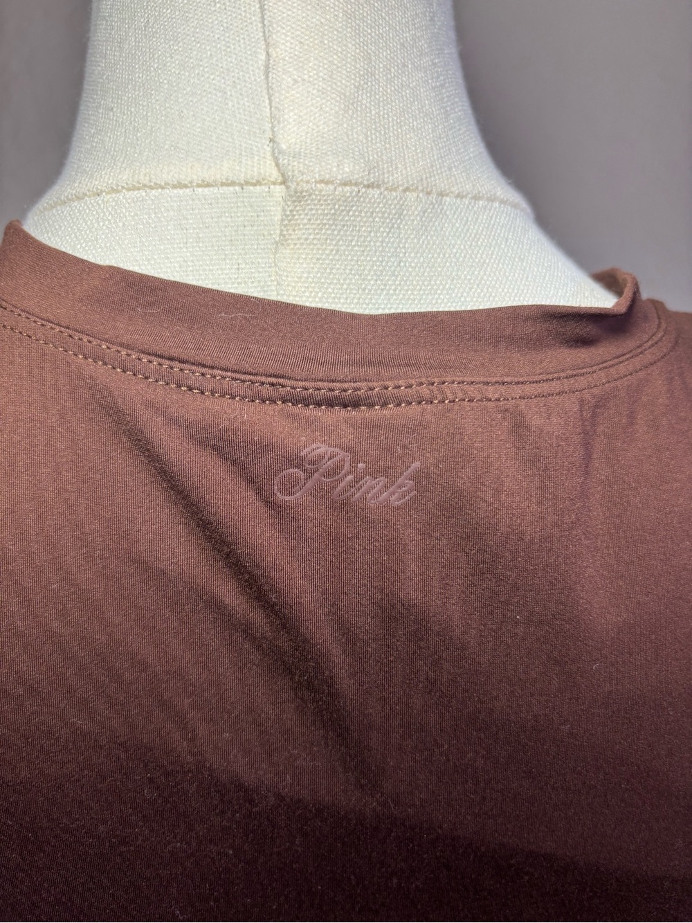 PINK Victoria's Secret BROWN AND GREEN Crewneck Short Sleeve Tee - Picture 3 of 6